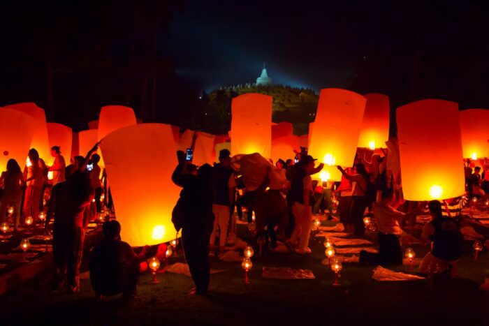 Lantern festival in Vesak day borobudur