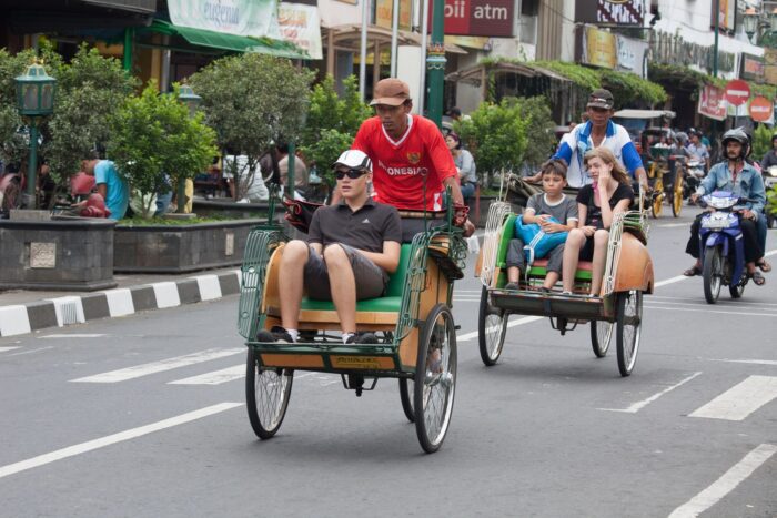 becak or pedicab in yogyakarta