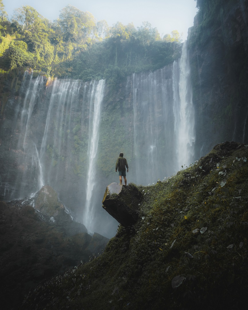 tumpak sewu waterfall from below