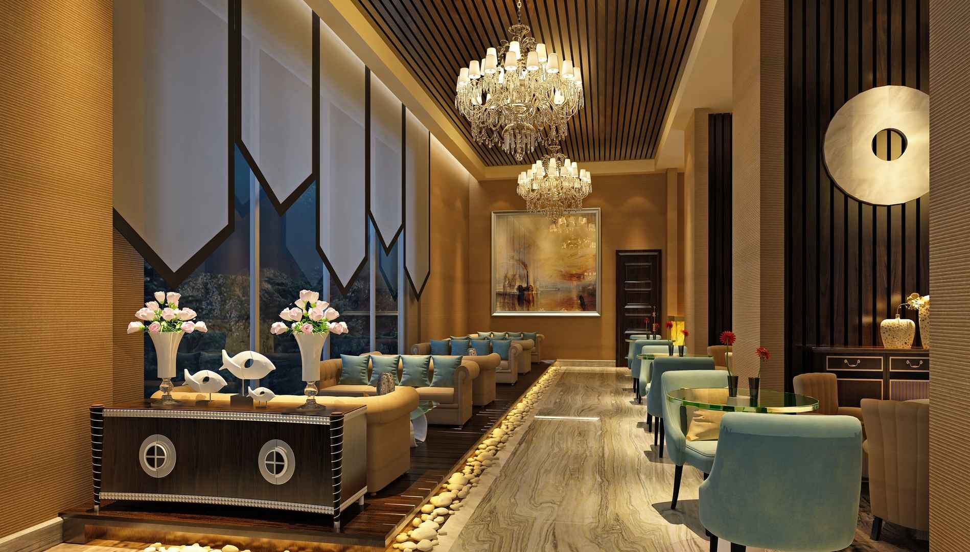 Luxury hotel lobby